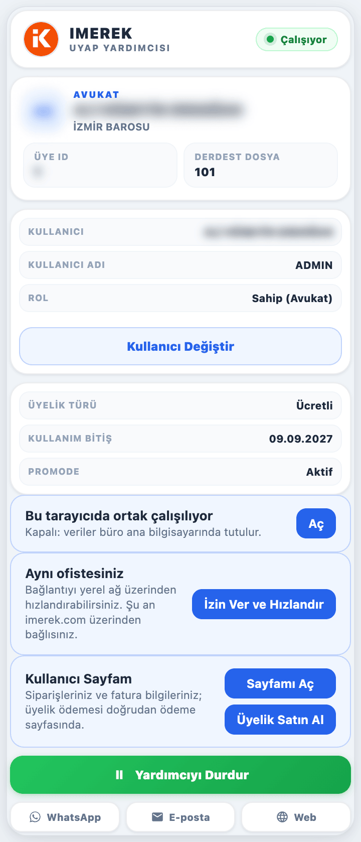 Uzantı penceresindeki yerel ağ kartı